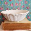 Vintage Indiana Glass Co Wild Rose Milk glass Footed Bowl