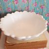 Vintage Indiana Glass Co Wild Rose with Cabbage Leaves Milk Glass Footed Bowl