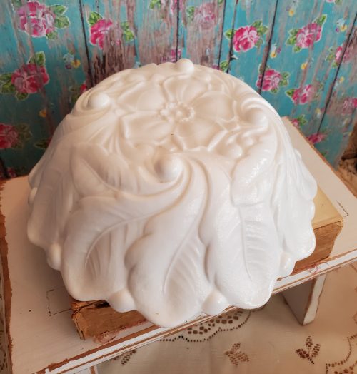 Vintage Indiana Glass Co Wild Rose with Cabbage Leaves Milk Glass Footed Bowl