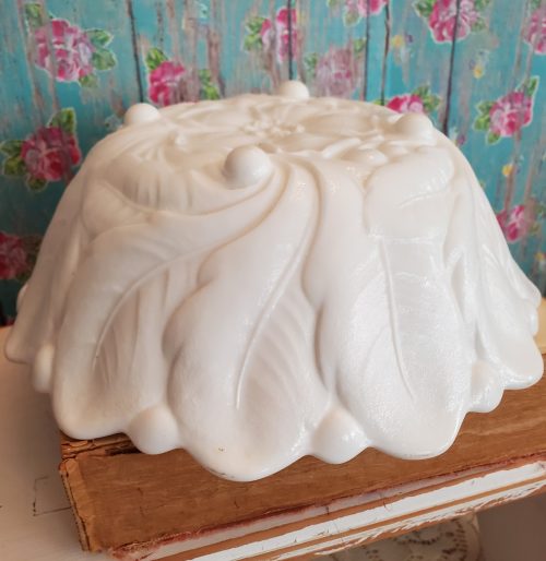 Vintage Indiana Glass Co Wild Rose with Cabbage Leaves Milk Glass Footed Bowl