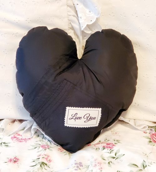 Heart Shaped memory Pillow With Personalized Patch