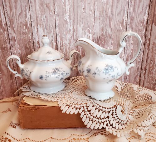 Johann Haviland Blue Garland China Bavaria Creamer and Sugar Bowl