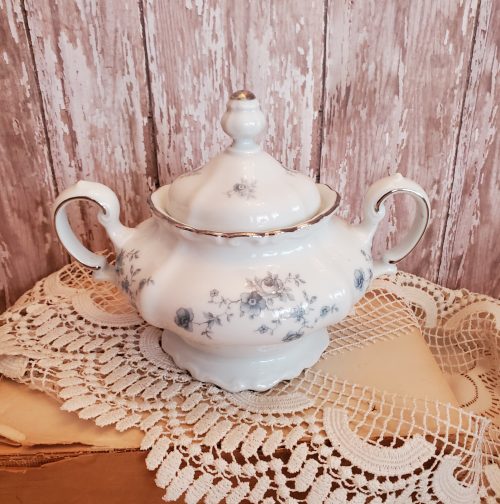 Johann Haviland Blue Garland China Bavaria Creamer and Sugar Bowl