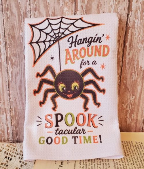 retro kitsch spider halloween decor bundle spider towel